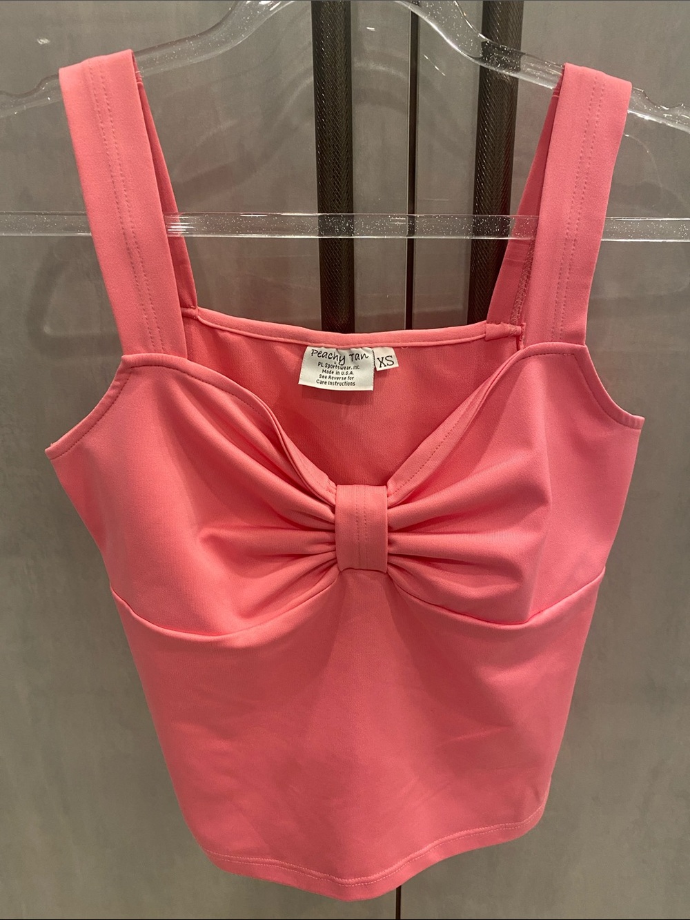 Peachy Tan athletic Pink Bow-Front tank top- Women's XS